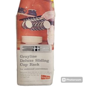 Vintage NOS Space Saver Grayline Deluxe Sliding Cup Rack Housewares Made In USA